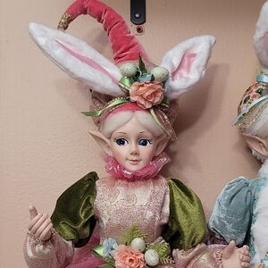 Whimsical Easter Elf Doll with Pink and Green Outfit